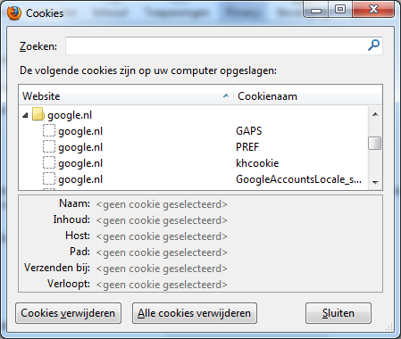 cookies op een pc